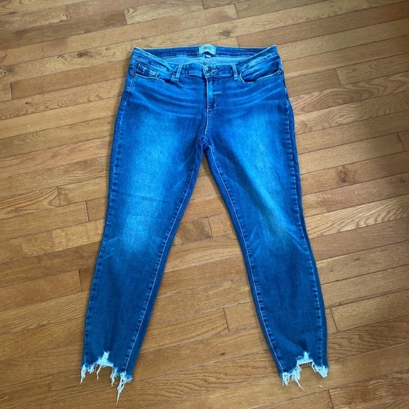 NWOT PAIGE VERDUGO ANKLE PETITE SZ32 W/RAW/CHEWED HEM SLIM LEG JEAN - Picture 6 of 16